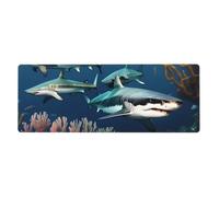 YYHWHJDE Tapis de souris extra large motif requins sous la mer pour ordinateur de bureau - Clavier de jeu antidérapant - Version épaisse - 30,5 x 80 cm