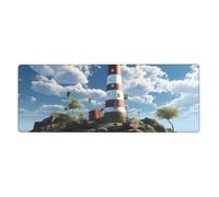 YYHWHJDE Tapis de souris extra large motif toile de fond de phare forte adhérence, durable, bord de verrouillage précis 30,5 x 80 cm