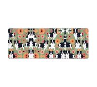YYHWHJDE Tapis de souris motif Border Collie avec imprimé floral 30,5 x 80 cm pour l'apprentissage des jeux au bureau