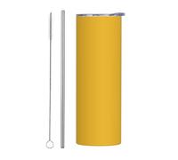 YYHWHJDE Tasse en acier inoxydable de qualité avec impression dorée de couleur unie de 500 ml avec paille, adaptée aux cafés, bureaux, voitures