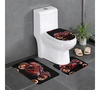 YYHWHJDE Techno Lot de 3 tapis de salle de bain antidérapants rectangulaires en forme de U et en forme de O pour toilettes, coiffeuse et baignoire 61 x 40,6 cm