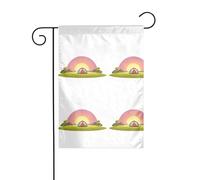 YYHWHJDE Tente sur colline et coucher de soleil - Mât de drapeau de jardin - Décoration de cour extérieure - Double face - 30,5 x 45,7 cm