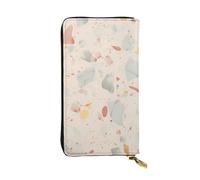 YYHWHJDE Terrazzo Portefeuille long en cuir de qualité avec impression pastel marbré pour filles et femmes 19 x 10,5 cm, Noir , Taille unique