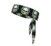 YYHWHJDE Tête de mort avec serpents entrelacés - Foulard de sport, absorbant la transpiration et respirant, bandeau de mouvement, foulard double face