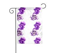 YYHWHJDE Tête de mort enveloppée de fumée violette imprimée mât de drapeau extérieur décoration de cour 30,5 x 45,7 cm