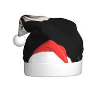 YYHWHJDE Tête de mort portant un chapeau de Père Noël imprimé fumeur Chapeau de Noël pour adulte Accessoire festif de qualité fabriqué doux et léger