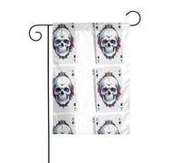 YYHWHJDE Tête de mort sur cartes à jouer - Mât de drapeau de jardin - Décoration de cour extérieure - Tendance - 30,5 x 45,7 cm