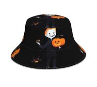 YYHWHJDE The Black Cat Ghost Behind The Little Boy Chapeau cloche réfléchissant léger, respirant et pliable pour homme et femme