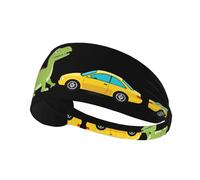 YYHWHJDE The Car Heading to The Dinosaurs Picture Bandeau de sport pour femme Résistant à la transpiration Bandeau élastique