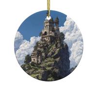 Yyhwhjde The Castle On Top Of The Hill Tableau décoratif circulaire en céramique pour fête de Noël