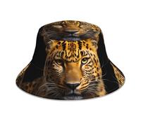 YYHWHJDE The Deep Eyed Leopard Pattern Chapeau bob réfléchissant unisexe léger respirant pliable Noir