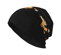 YYHWHJDE The Fox That Stole The Chicken Bonnet tricoté pour adulte Convient pour les hommes et les femmes, casquette sans bord, chaud, toutes saisons, noir