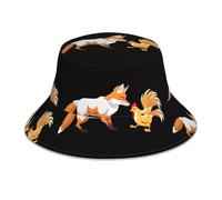 YYHWHJDE The Fox That Stole The Chicken Chapeau cloche réfléchissant léger, respirant et pliable pour homme et femme, noir