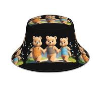 YYHWHJDE The Friendship of The Three Little Bears Chapeau cloche réfléchissant léger, respirant et pliable pour homme et femme, noir