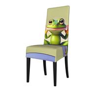 YYHWHJDE The Funny Frog doing Yoga Housse de protection pour chaise de salle à manger - Doux, confortable, infroissable élastique, s'adapte à la plupart des chaises sans accoudoirs
