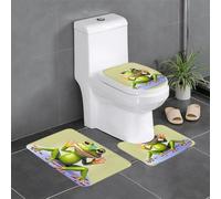 YYHWHJDE The Funny Frog Doing Yoga Lot de 3 tapis de sol pour salle de bain, tapis de douche, antidérapant, séchage rapide