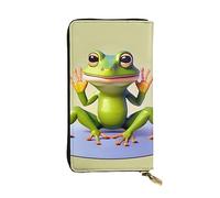 YYHWHJDE The Funny Frog Doing Yoga Print Portefeuille long en cuir de qualité conçu pour les filles et les femmes tendance 19 x 10,5 cm, Noir , Taille unique