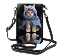YYHWHJDE The Gentle Little Orange Cat Picture Téléphone portable pour femme avec prépuce en cuir et bandoulière réglable