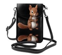 YYHWHJDE The Gentle Little Squirrel Picture Téléphone portable pour femme avec prépuce en cuir et bandoulière réglable