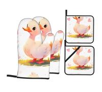 YYHWHJDE The Kind Little White Duck Prints Lot de 4 gants de cuisine isolants et maniques anti-brûlure et isolation thermique