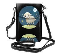 YYHWHJDE The Lamb and the Moon Picture Téléphone portable pour femme avec prépuce en cuir et bandoulière réglable