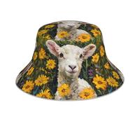 YYHWHJDE The Lamb in the Yellow Flowers Picture Chapeau cloche réfléchissant léger, respirant et pliable pour homme et femme