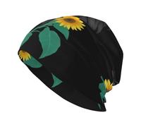 YYHWHJDE The Lion Among The Sunflower Prints Adult Knit Beanie - Bonnet extensible doux et confortable pour homme et femme - Noir