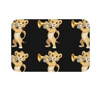 YYHWHJDE The Lion Cub is Blowing The Trompette Picture Crystal Velvet Lock Edge Floor Mat Bedroom Moquette Salon Dortoir Home Decoration