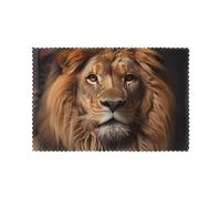 YYHWHJDE The Lion's Gaze Prints Lot de 6 sets de table épais et robustes pour une excellente résistance à l'usure, une bonne résistance aux plis