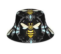 YYHWHJDE The Little Bee in The Crystal Pattern Chapeau cloche réfléchissant léger, respirant et pliable pour homme et femme, noir