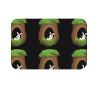 YYHWHJDE The Little White Rabbit in The Tree Hole Picture Tapis de sol en velours avec bord verrouillable pour chambre à coucher, salon, dortoir, décoration de la maison