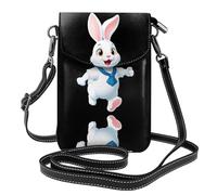 YYHWHJDE The Little White Rabbit Jumping Picture Téléphone portable pour femme avec prépuce en cuir et bandoulière réglable