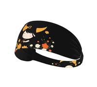 YYHWHJDE The Little Witch in the Flowers Picture Bandeau de sport pour femme Résistant à la transpiration Bandeau élastique