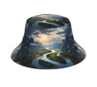 YYHWHJDE The Mighty River Picture Chapeau cloche réfléchissant léger, respirant et pliable pour homme et femme, noir