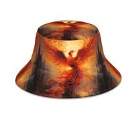 YYHWHJDE The Phoenix Reborn in Fire Picture Chapeau cloche réfléchissant léger, respirant et pliable pour homme et femme Noir