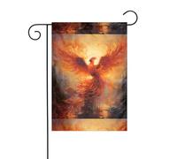 YYHWHJDE The Phoenix Reborn in Fire Picture Mât de drapeau de jardin extérieur Décoration de cour double face 30,5 x 45,7 cm