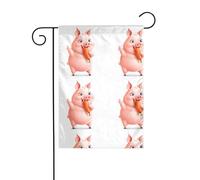YYHWHJDE The Piglet Happily Nibbles a Carotte Motif Mât de Jardin Extérieur Cour Décoration Double Face 30,5 x 45,7 cm
