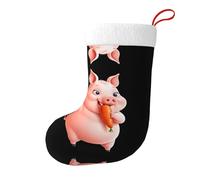 Yyhwhjde The Piglet Happily Nibbles A Carrot Picture Chaussettes décoratives de Noël pour remplir de petits cadeaux tels que des bonbons et des petits jouets