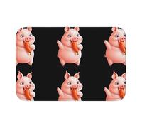 YYHWHJDE The Piglet Happily Nibbles a Carrot Picture Tapis de sol en velours avec bord verrouillable pour chambre à coucher, salon, dortoir, décoration d'intérieur