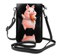 YYHWHJDE The Piglet Happily Nibbles a carrot Picture Téléphone portable pour femme avec prépuce en cuir, étui à rabat en bandoulière, petite bandoulière réglable