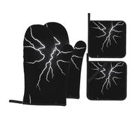 YYHWHJDE The Rhythm of Heavy Rain Lot de 4 maniques de cuisine épaisses et durables, anti-brûlure et isolant thermique