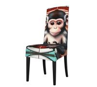 YYHWHJDE The Silent Monkey Housse de protection pour chaise de salle à manger - Doux, confortable, infroissable, élastique, s'adapte à la plupart des chaises sans accoudoirs