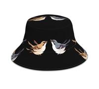 YYHWHJDE The Sparrows and Swallows are Singing Pattern Reflective Bucket Hat Lightweight Breathable Foldable for Men & Women Black