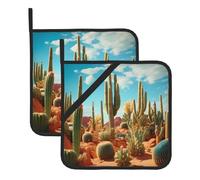 YYHWHJDE The territory of the cactus Lot de 2 tapis de cuisine isolants carrés pour isolation thermique lors du retrait du couvercle, micro-ondes, four et grillades en plein air