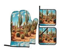 YYHWHJDE The territory of the cactus Picture Lot de 4 maniques de cuisine épaisses et durables, anti-brûlures et isolantes thermiques