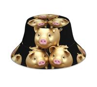 YYHWHJDE The Three Little Cochons Chapeau cloche réfléchissant léger, respirant et pliable pour homme et femme, noir