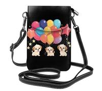 YYHWHJDE Three Carefree Puppies Picture Téléphone portable pour femme avec prépuce en cuir et bandoulière réglable