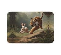YYHWHJDE Tiger Chasing Tapis de sol antidérapant et épais lavable pour salle de bain, chambre à coucher, 40,6 x 61 cm