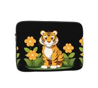YYHWHJDE Tiger in the Flower Garden Housse de protection antichoc pour ordinateur portable 12" pour homme et femme, voyage d'affaires, bureau et usage quotidien