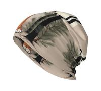 YYHWHJDE Tiger Under The Pine Tree Prints Bonnet tricoté pour adulte pour la vie quotidienne, la maison, les sorties Noir